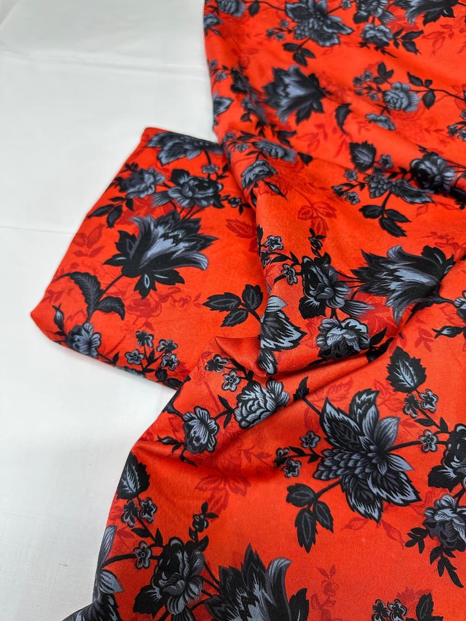 Winter & Mid Season All Over Printed Polo cotton Dress :Unstitched - 2 Pieces
