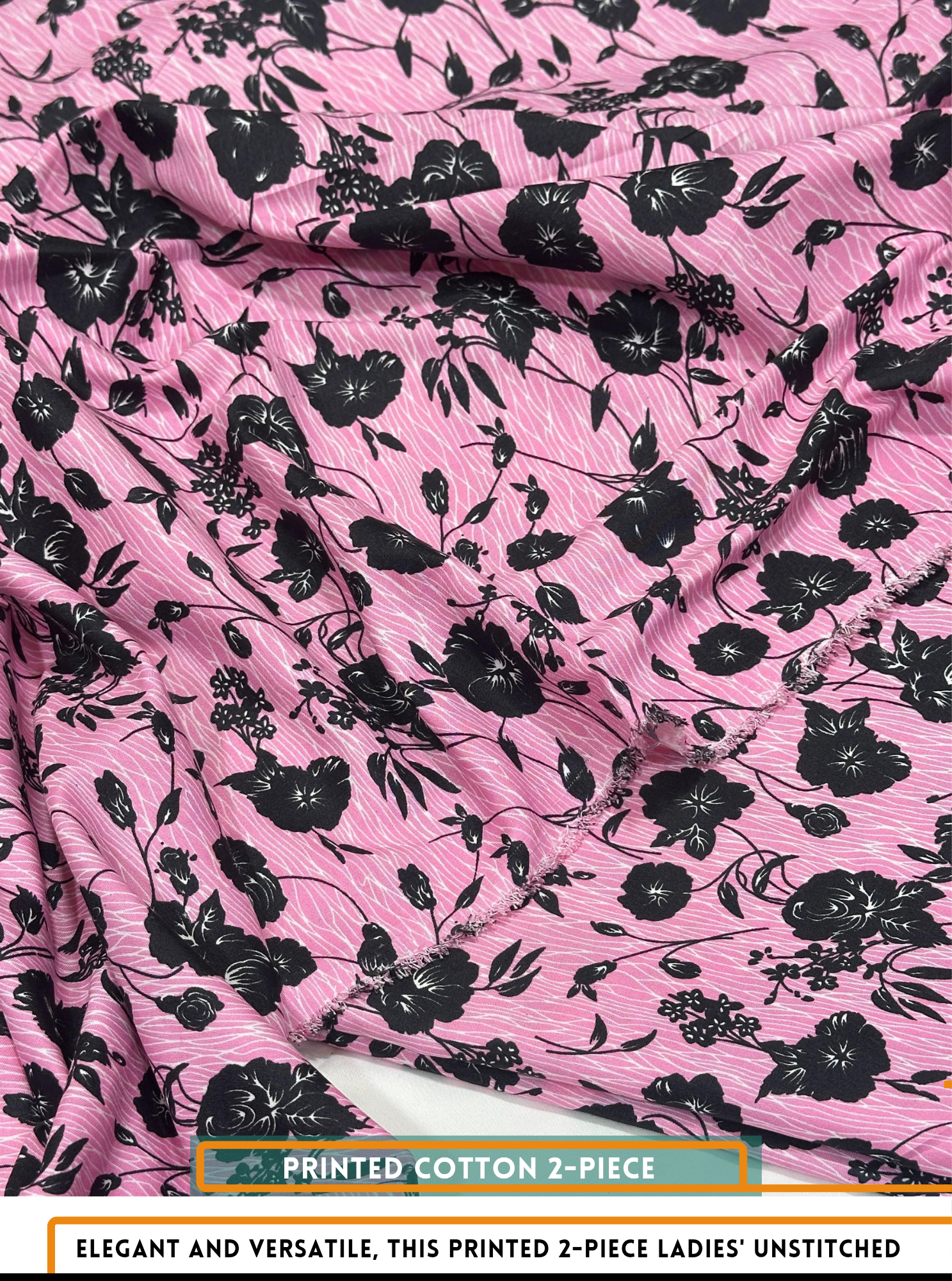Mid Season All Over Printed Polo cotton Dress :Unstitched - 2 Pieces