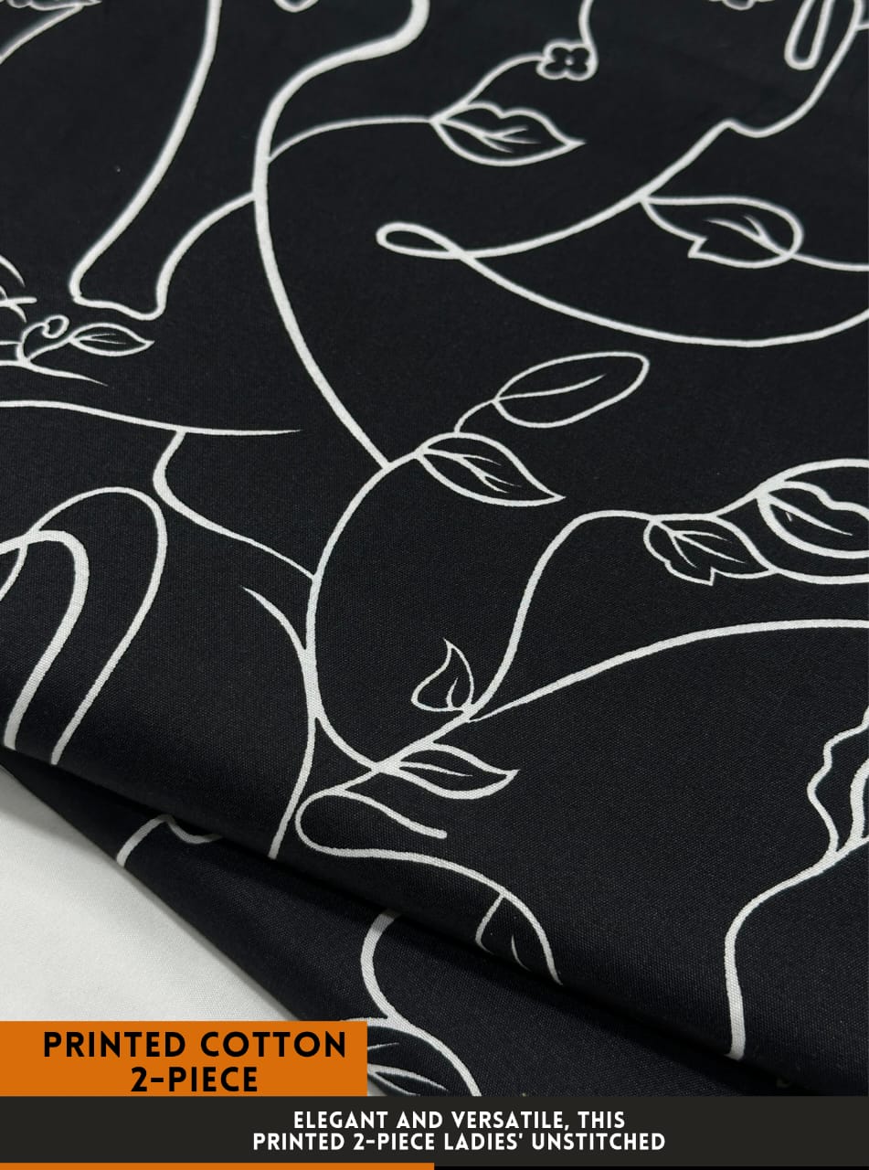 Mid Season  All Over Printed Polo cotton Dress :Unstitched - 2 Pieces