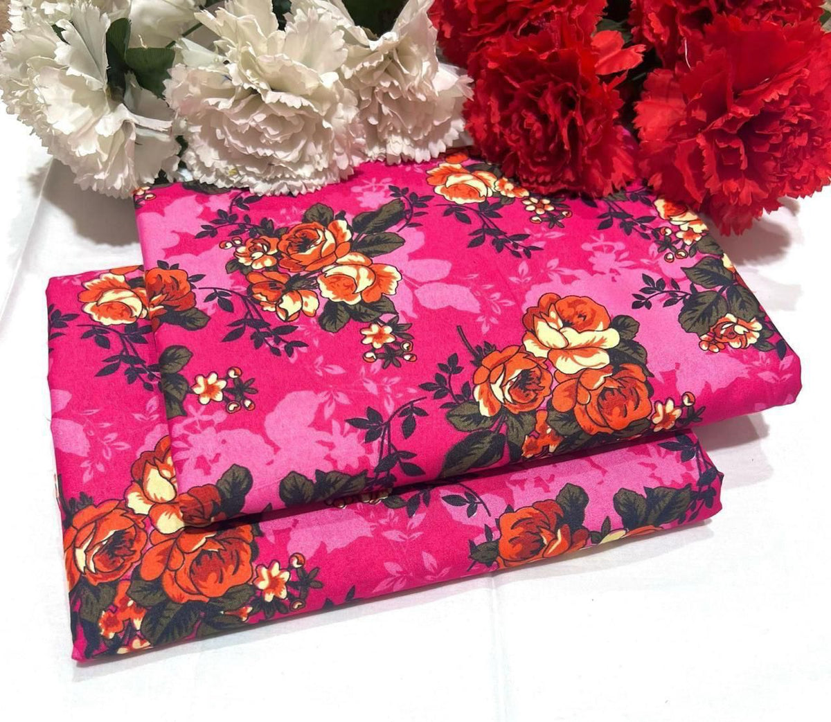 Winter & Mid Season All Over Printed Polo cotton Dress :Unstitched