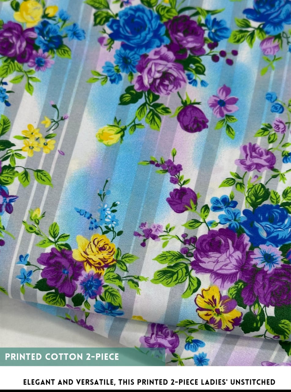 Winter & Mid Season All Over Printed Polo cotton Dress :Unstitched - 2 Pieces