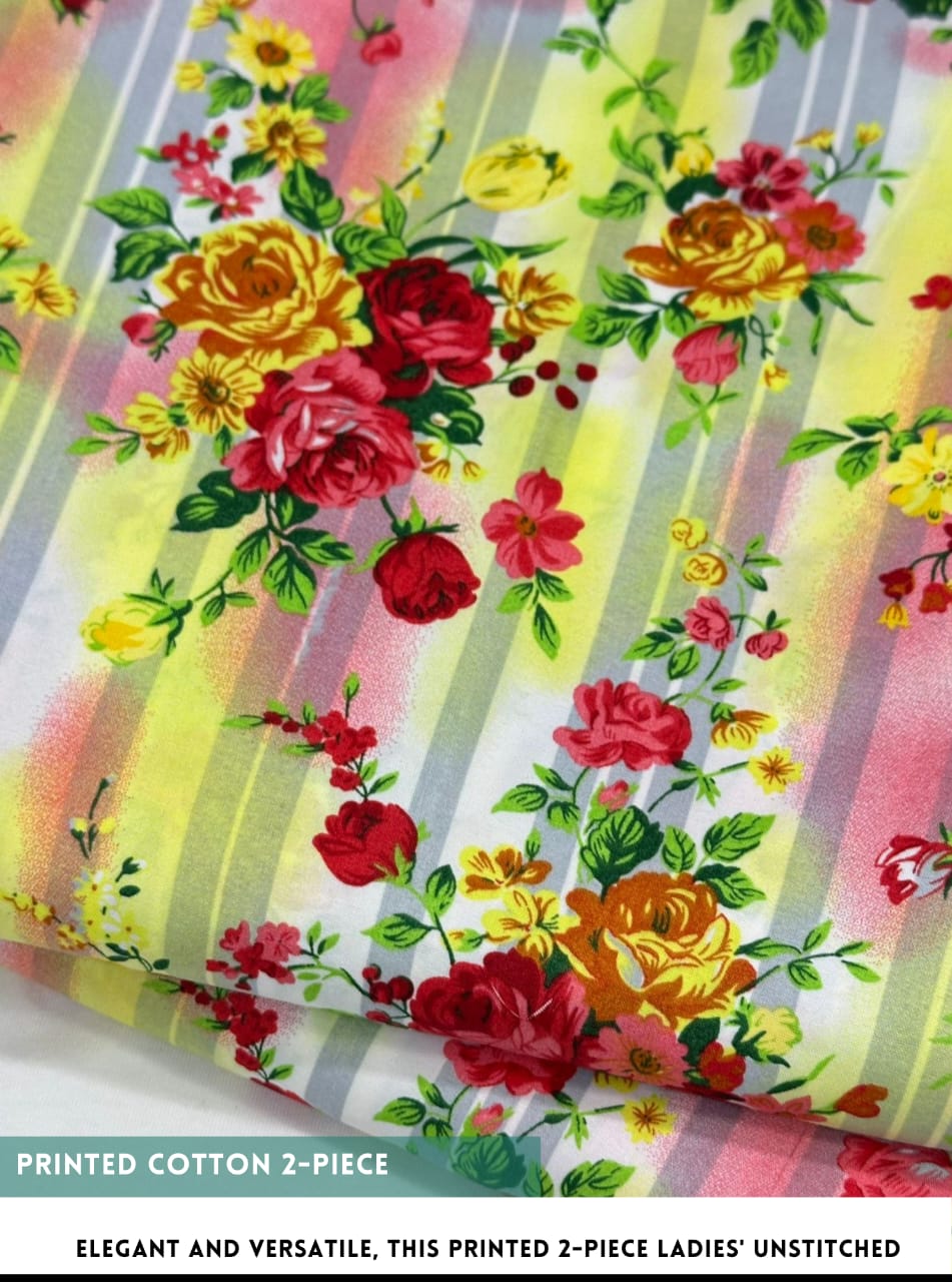 Winter & Mid Season All Over Printed Polo cotton Dress :Unstitched - 2 Pieces