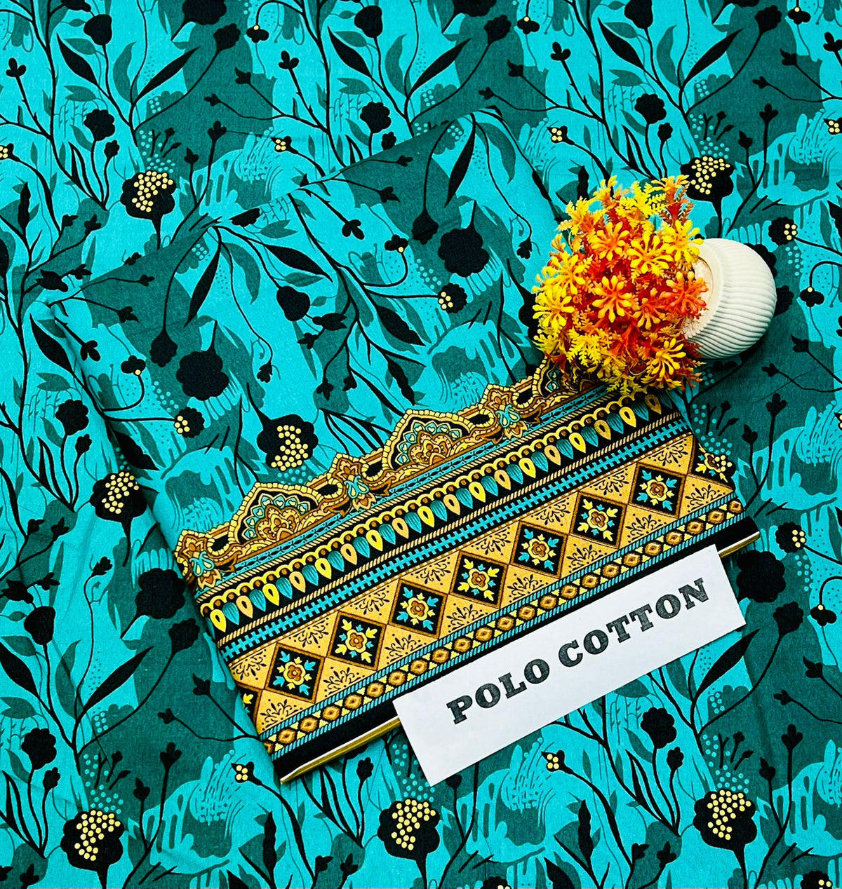 Mid Season All Over Printed Polo cotton Dress :Unstitched - 2 Pieces