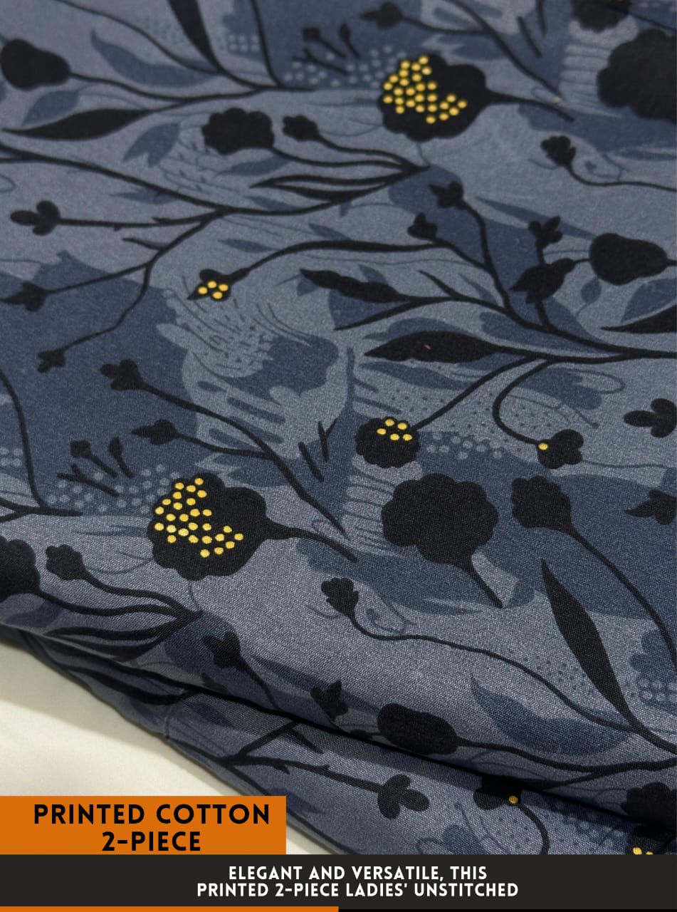 Mid Season All Over Printed Polo cotton Dress :Unstitched - 2 Pieces