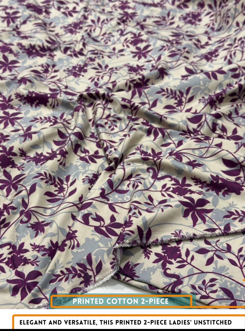 Mid Season All Over Printed Polo cotton Dress :Unstitched - 2 Pieces