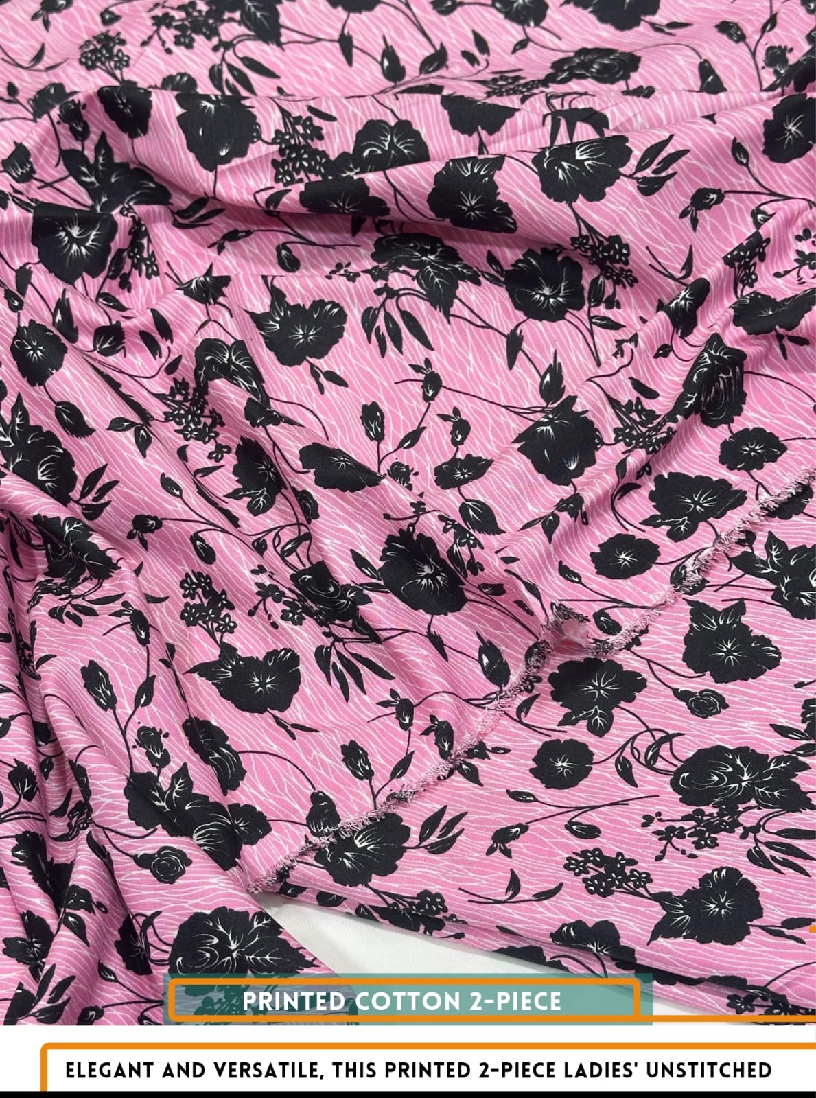 Mid Season All Over Printed Polo cotton Dress :Unstitched - 2 Pieces