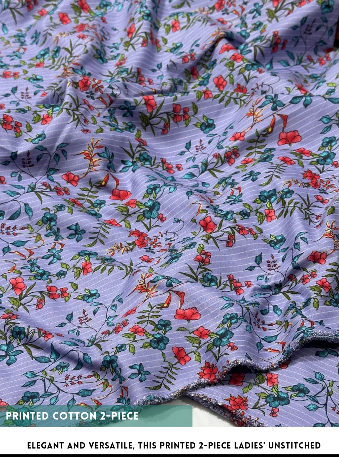 Mid Season All Over Printed Polo cotton Dress :Unstitched - 2 Pieces