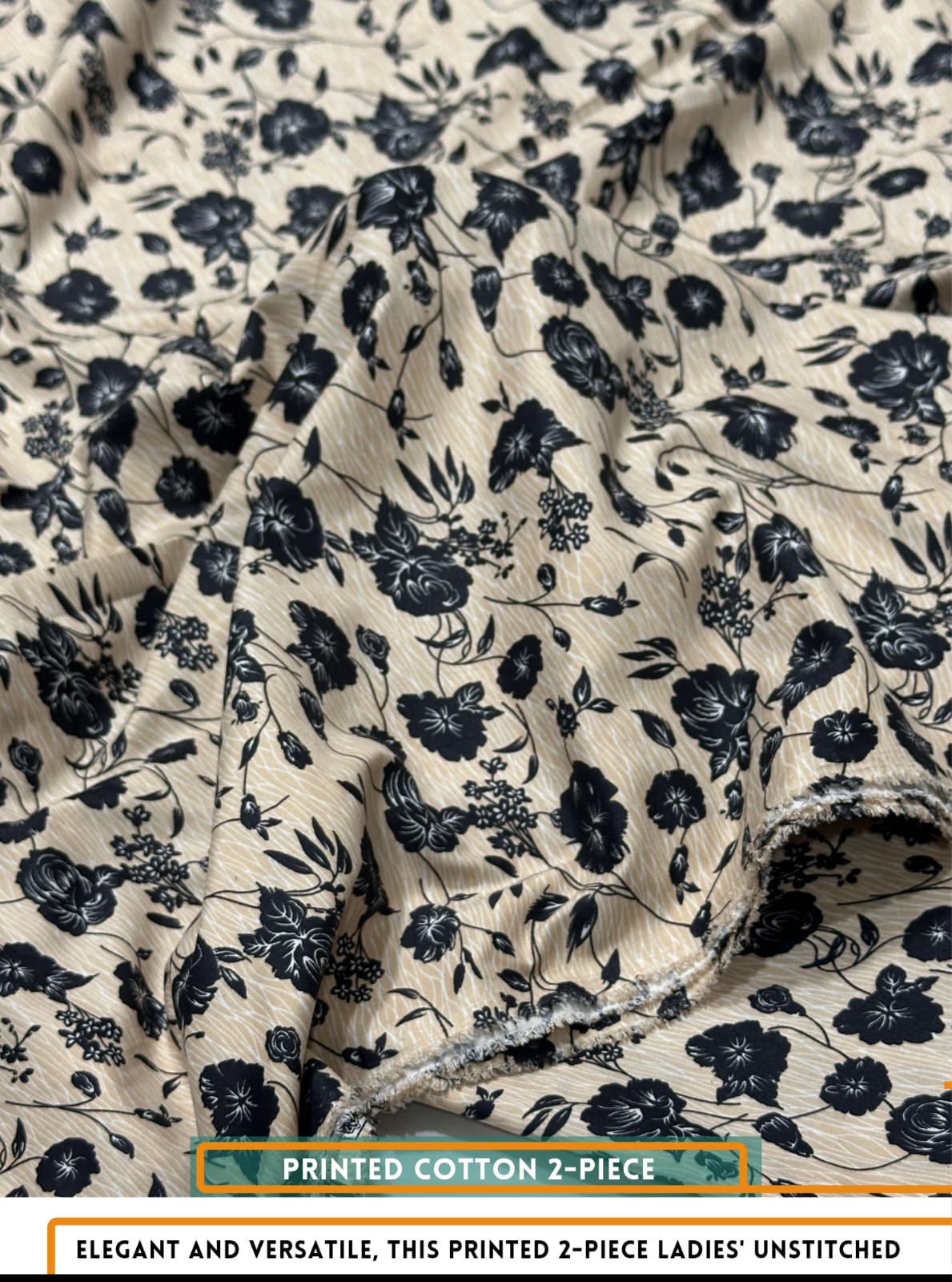 Mid Season All Over Printed Polo cotton Dress :Unstitched - 2 Pieces