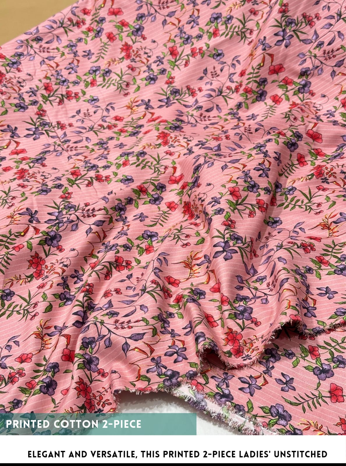 Mid Season All Over Printed Polo cotton Dress :Unstitched - 2 Pieces