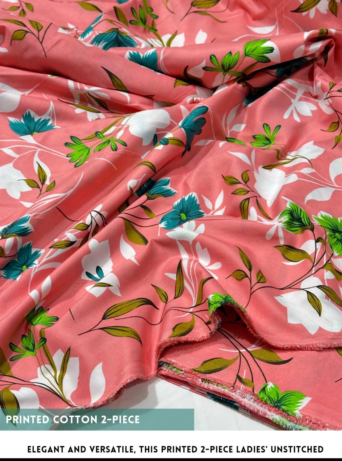 Mid Season All Over Printed Polo cotton Dress :Unstitched - 2 Pieces