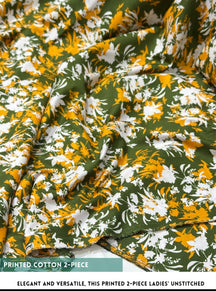 Mid Season All Over Printed Polo cotton Dress :Unstitched - 2 Pieces