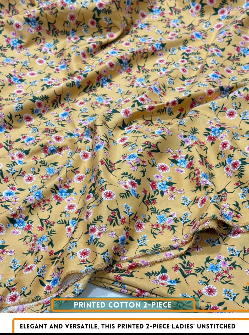 Mid Season All Over Printed Polo cotton Dress :Unstitched - 2 Pieces