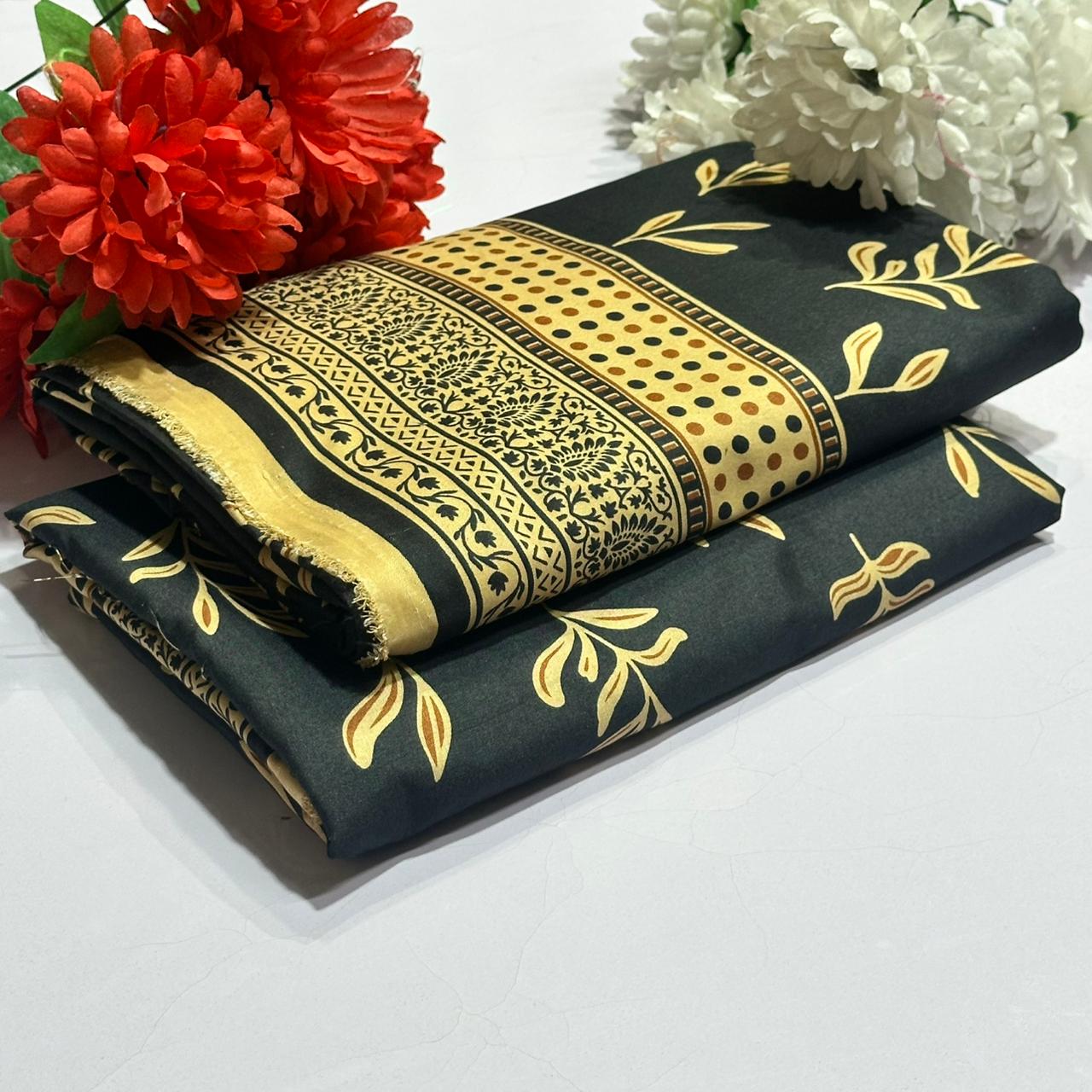 Mid Season All Over Printed Polo cotton Dress :Unstitched - 2 Pieces