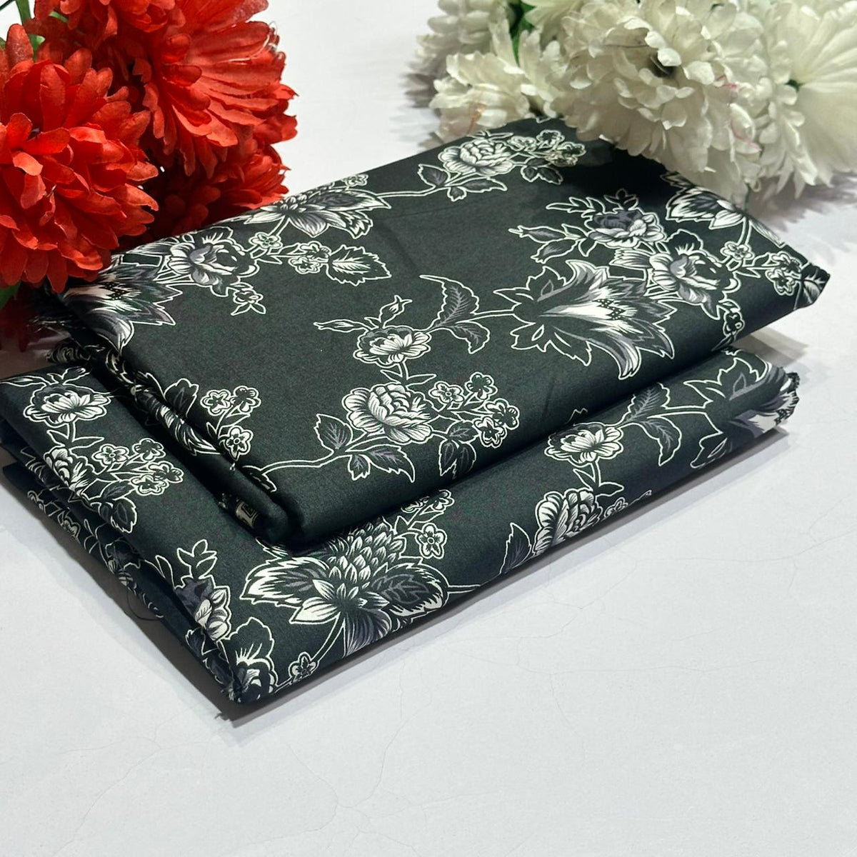 Mid Season All Over Printed Polo cotton Dress :Unstitched - 2 Pieces