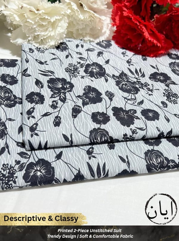 Mid Season All Over Printed Polo cotton Dress :Unstitched - 2 Pieces