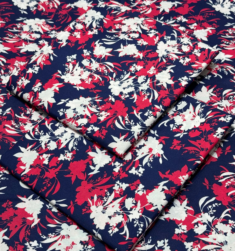Four Season All Over Printed Polo cotton Dress :Unstitched - 2 Pieces
