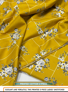 Winter & Mid Season All Over Printed Polo cotton Dress :Unstitched - 2 Pieces