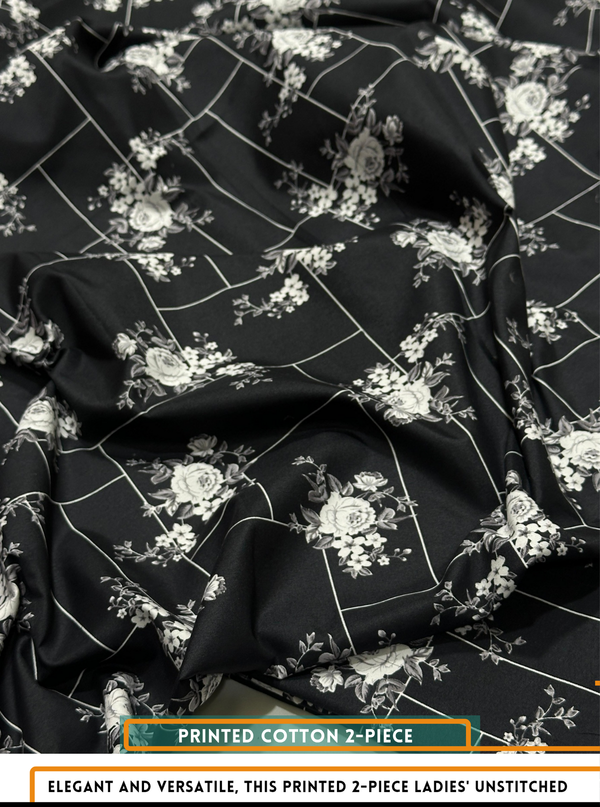 Four Seasons All Over Printed Polo cotton Dress :Unstitched - 2 Pieces