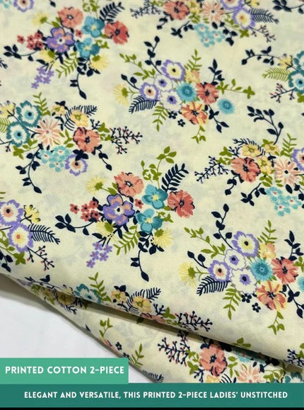 Four Seasons All over Printed Polo Cotton - 2 Piece Unstitched